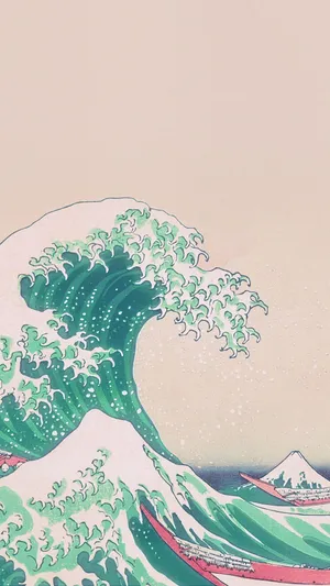 Japanese Great Wave Pastel Wallpaper