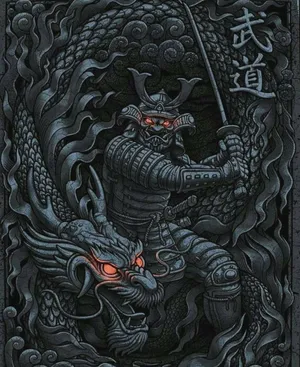 Japanese Samurai Glowing Eyes Wallpaper