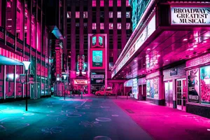 Japanese Street Pink Neon Light Wallpaper