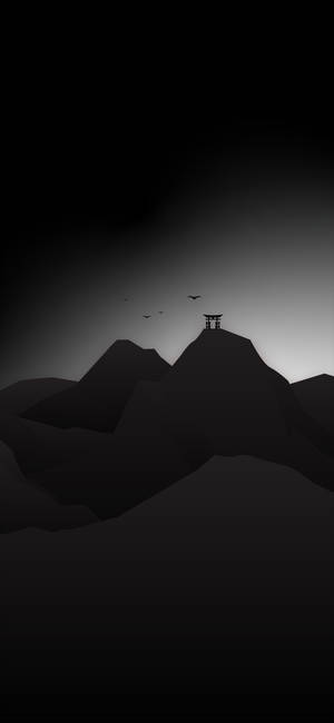 Japanese Torii Gate Minimalist Black Phone Wallpaper