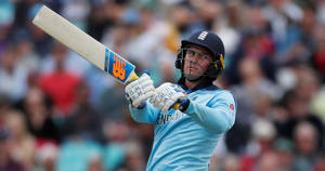 Jason Roy With Wooden Cricket Bat Wallpaper