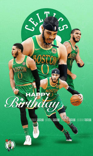 Jayson Tatum Green Happy Birthday Poster Wallpaper