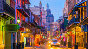 Jazzy New Orleans Bourbon Street Wallpaper