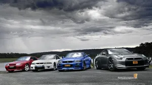 Jdm Cars Under Cloudy Sky Wallpaper