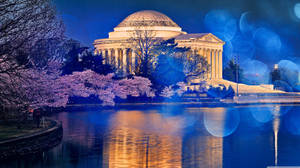 Jefferson Memorial Blue Light Orbs Wallpaper