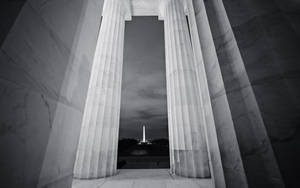 Jefferson Memorial Marble Interior Bw Wallpaper