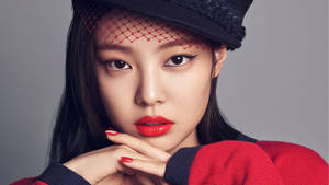 Jennie Kim On Red Stylish Look Wallpaper