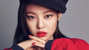 Jennie Kim On Red Stylish Look Wallpaper