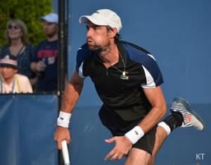 Jeremy Chardy In Action During A Tennis Match Wallpaper