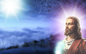 Jesus In Gradient Backdrop Wallpaper