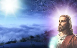 Jesus In Gradient Backdrop Wallpaper