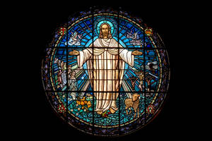 Jesus In Stained Glass Wall Decor Wallpaper