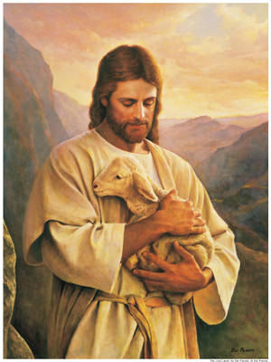 Jesus The Shepherd Oil Painting Wallpaper