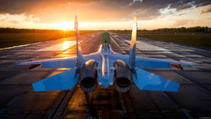 Jet Fighter On Runway Wallpaper