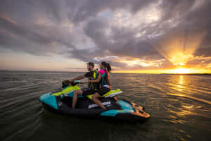 Jet Ski Couple Sunset Wallpaper