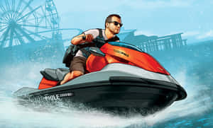 Jet Ski Man Drawing Wallpaper