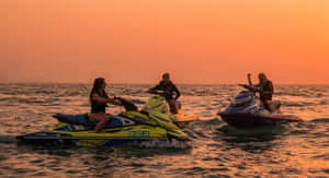 Jet Ski Orange Sky Wallpaper