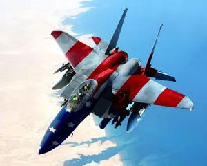 Jet With American Flag Colours Wallpaper