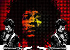 Jimi Hendrix Dotted, Red Portrait Wallpaper