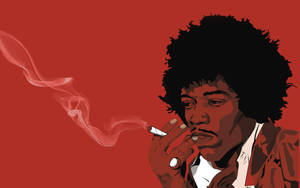 Jimi Hendrix Smoking Vector Artwork Wallpaper