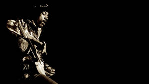Jimi Hendrix Strumming Electric Guitar Wallpaper