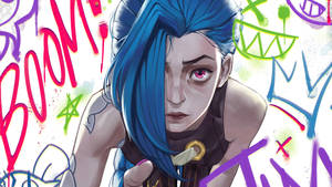 Jinx Arcane Colorful Doodles Wallpaper