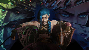 Jinx Arcane Glass Shards Eyes Wallpaper