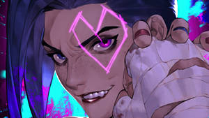 Jinx Arcane Neon Pink Eye Heart Wallpaper