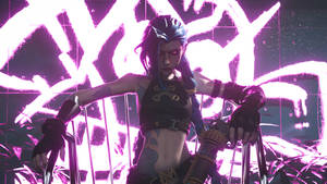 Jinx Arcane Neon Purple Graffiti Wallpaper