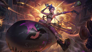 Jinx Arcane Riding Rocket Wallpaper