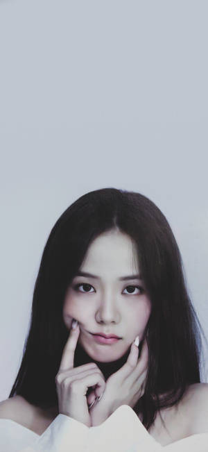 Jisoo Cute Poking Cheek Wallpaper