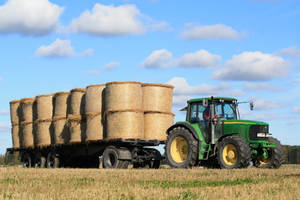 John Deere Tractor With Hay Wallpaper