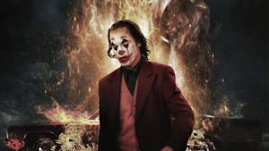 Joker 2019 On Fire Background Wallpaper