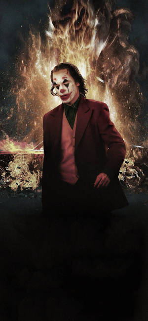 Joker Iphone On Fire Background Wallpaper