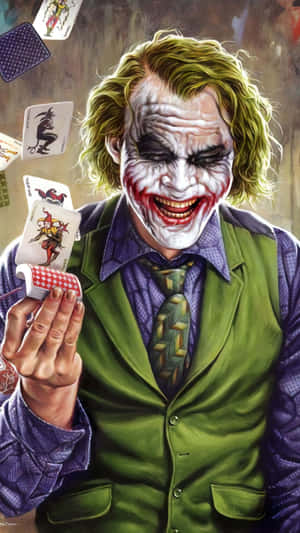 Joker Laughing With Cards Wallpaper