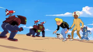 Jonny Quest With Robot Enemy Wallpaper