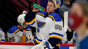 Jordan Binnington Skilled Goaltender Of Nhl Wallpaper