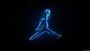 Jordan Logo Glowing Neon Blue Wallpaper