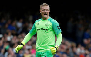 Jordan Pickford In Neon Green Jersey Wallpaper