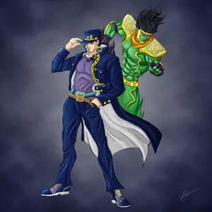 Jotaro Kujo And Star Platinum Fanart Wallpaper