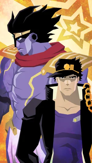 Jotaro Kujo And Star Platinum Mobile Art Wallpaper
