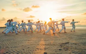 Judo Students With Sunset Wallpaper