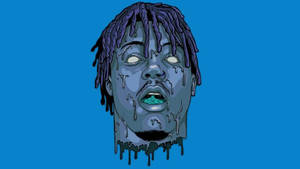 Juice Wrld 999 Head Logo In Blue Wallpaper