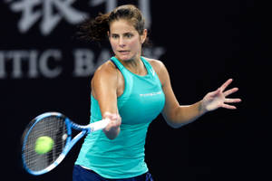 Julia Goerges Hitting Ball Wallpaper