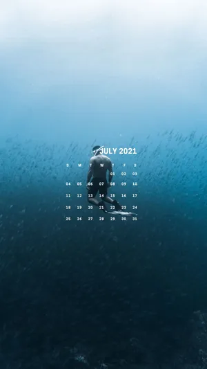 July 2021 Calendar Underwater Wallpaper