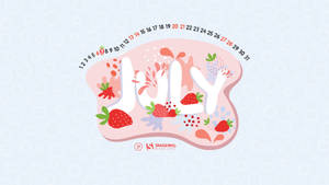 July Calendar With Strawberries Wallpaper