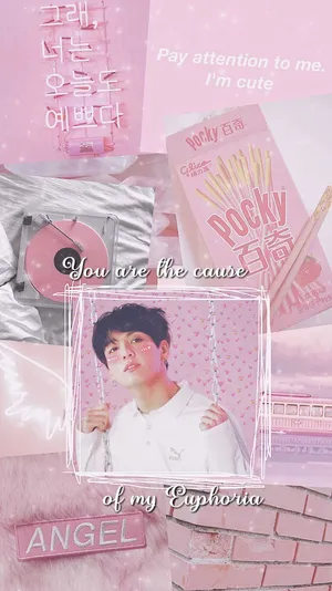 Jungkook Poster Pink Aesthetic Wallpaper