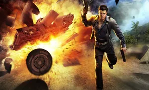 Just Cause 1 Rico Escapes Car Explosion Wallpaper