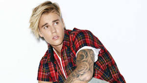 Justin Bieber In Red Flannel Wallpaper