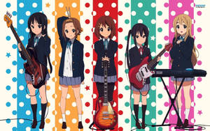 K-on Bank With Instruments Wallpaper